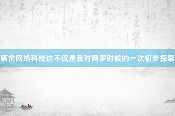 辆俞网络科技这不仅是我对网罗时候的一次初步探索