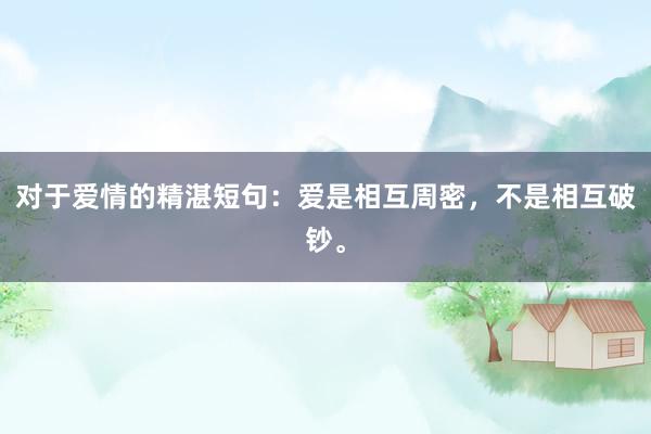 对于爱情的精湛短句：爱是相互周密，不是相互破钞。