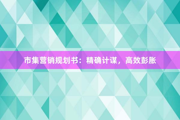 市集营销规划书：精确计谋，高效彭胀